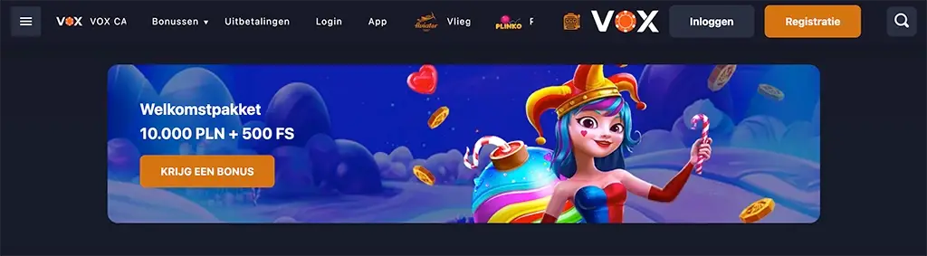 VOX Casino Main page